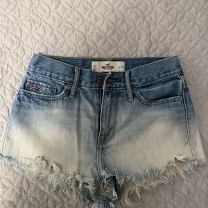 Hollister Women's Light Blue Frayed Jean Shorts